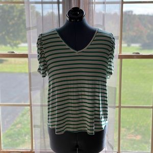 Teal and white Green Envelope size XL top